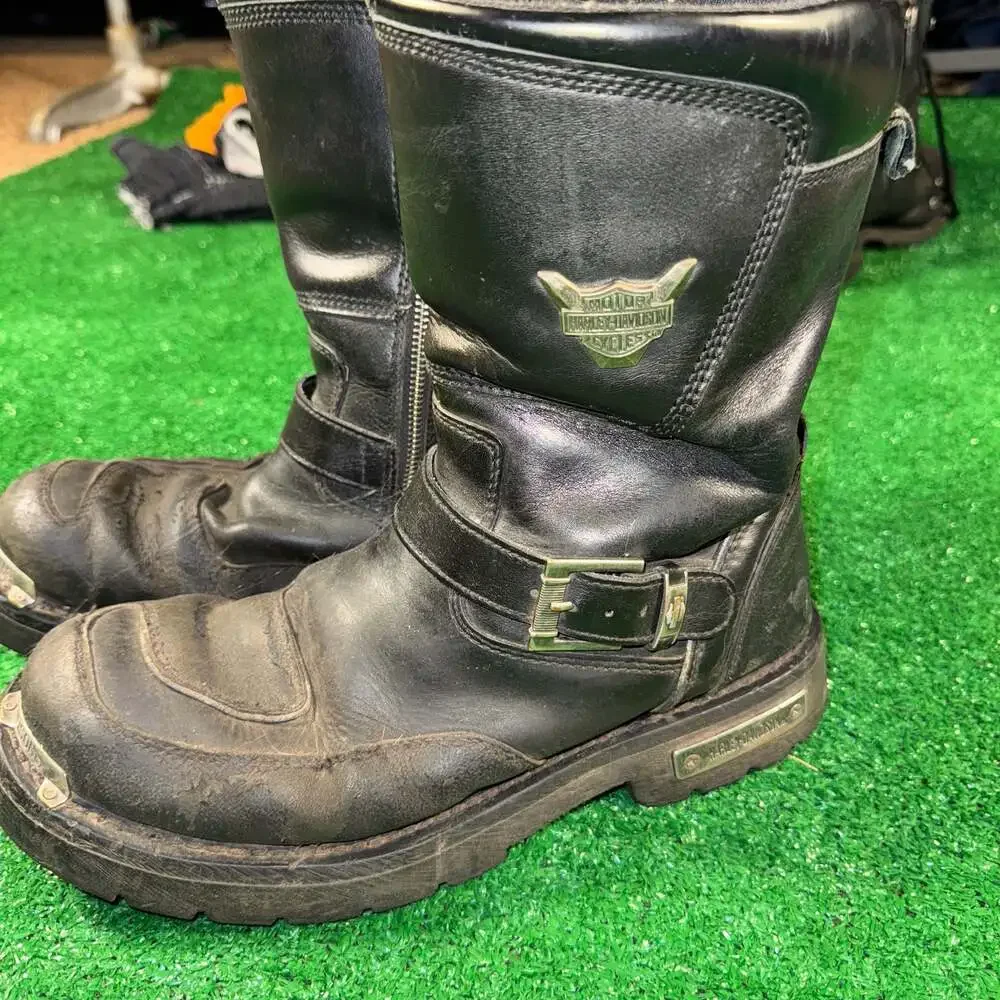 Vintage Harley-Davidson D95115 Shift Men's Black Leather Motorcycle Riding Boots